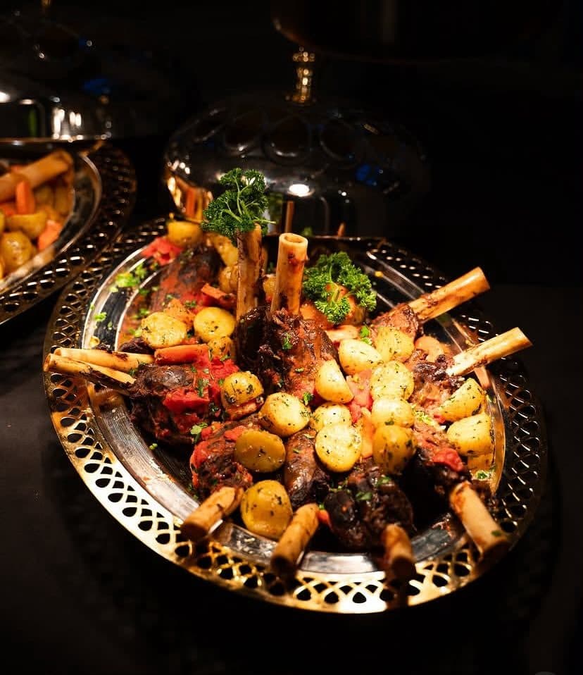 A lamb platter from a caterer