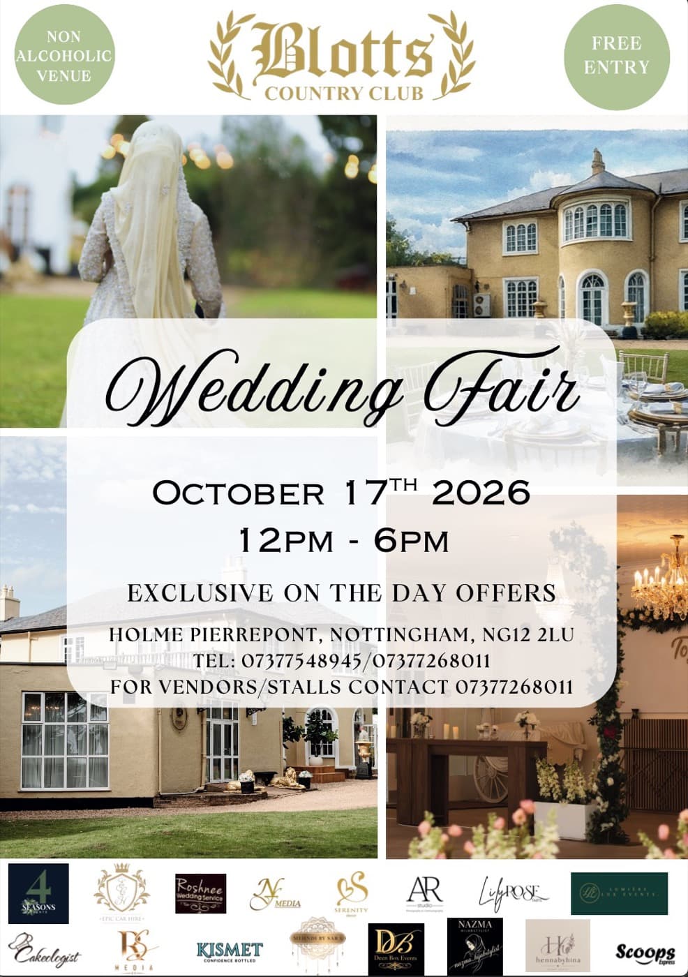 Wedding Fair poster, Saturday 17th October 2026 at Blotts Country Club